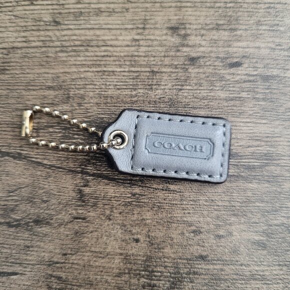 Coach Gray Leather Keychain - Picture 1 of 3